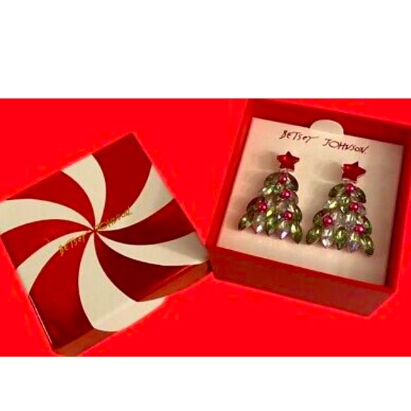 New BETSEY JOHNSON Christmas Tree Post Earrings - Picture 15 of 17